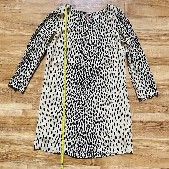J. Crew 6 Tan Black Leopard Cheetah Print Long Sleeve Pockets Slip Shift Dress* - Picture 16 of 16